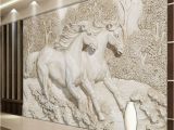 Horse Murals for Bedroom Walls Custom Mural Wallpaper 3d Stereo Relief White Horse Wall