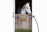 Horse Stable Wall Mural Door Mural White Horse In Stable Self Adhesive Fabric Door