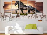 Horse themed Wall Murals Indian Black Short Legs Horse Drawing Room Decoration Painting Bedroom Painting