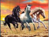 Horse Tile Murals Galloping Horses by Interlitho Designs Kitchen Backsplash Bathroom