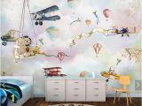 Hot Air Balloon Wall Mural Hot Air Balloons Airplane Wallpaper Murals with Flower Bird