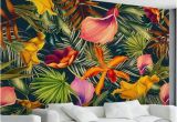 How to Paint A Large Wall Mural Custom Wall Mural Tropical Rainforest Plant Flowers Banana