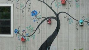 How to Project Mural On Wall Tree Mural Brightens Exterior Wall Of Outbuilding or Home