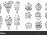 Ice Cream Coloring Pages Printable Drawing Ice Cream Cupcakes Set Adult Coloring Book Coloring