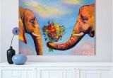 India Wall Murals Suppliers 2019 Wall Art for Living Room Colorful Elephant Couple Flowers Animal Painting Canvas Oil Painting No Frame From Cocoart2016 $26 77