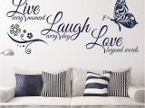 Inexpensive Wall Murals Kedode Live Laugh Love Text Stickers butterfly Wall Art Wallpaper