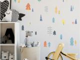 Inexpensive Wall Murals nordic Style forest Tree Color Wall Decals Woodland Tree Vinyl Art