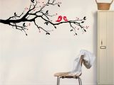 Japanese Cherry Blossom Tree Wall Mural Cherry Blossom with Love Birds Wall Decal