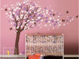 Japanese Cherry Blossom Tree Wall Mural Flower Tree Wall Decal Tree butterflies Cherry Blossom Decal Nursery