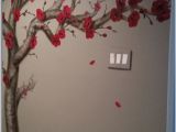 Japanese Cherry Blossom Tree Wall Mural Red Cherry Blossom Tree Bathroom Mural