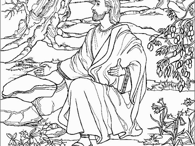 Jesus In the Garden Of Gethsemane Coloring Page Printable Jesus Praying