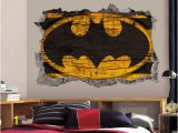 John Deere Wall Stickers Murals Batman Logo Wall Art Decal 3d Smashed Wood Textured Vinyl Wall Decor