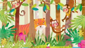 Jungle Animals Wall Mural Monkeys In 2019 Cartoon Animals Wall Murals