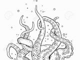 Kids Coloring Pages for Restaurants Octopus Tentacles Curl and Intertwined Hand Drawn Black and White