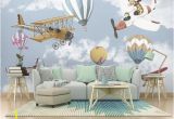 Kids Murals for Walls Airplane and Baloon Wallpaper Kids Room Cartoon Wall Mural