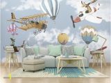 Kids Murals for Walls Airplane and Baloon Wallpaper Kids Room Cartoon Wall Mural