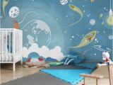 Kids Room Wall Mural Ideas Non Woven Wallpaper No Mw16 Colorful Space Bustle Mural
