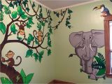 Kids Wall Mural Ideas Monkeys Elephant Kids Jungle themed Room Wall Murals