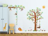 Kids Wall Murals Uk 8 Little Monkeys Tree & Height Chart Wall Stickers