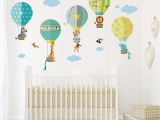 Kids Wall Murals Uk Decalmile Animals In Hot Air Balloons Wall Decals Kids Wall