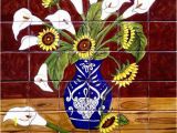 Kitchen Wall Tile Murals Tile Mural "sunflowers and Calla Lilies"