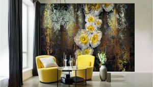 Komar Serafina Wall Mural Abstract Yellow Flowers Wallpaper Big Flowers Floral Wall