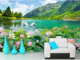 Lake In the Woods Wall Mural Custom 3 D Wall Paper Swan Lake Scenery Living Room Wall Murals Tv sofa Tv Backdrop Wallpaper 3d Stereoscopic Hollywood Wallpapers Home Wallpaper From