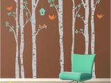 Large Wall Mural Stickers Vinyl Wall Decal Birch Trees and Birds Extra Wall