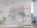 Large World Map Wall Mural Pastels World Map Highly Detailed Adventure Awaits Wall Mural