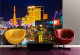 Las Vegas Strip Wall Mural Las Vegas Strip Casino Hotels at Night Wall Mural Non Woven Wallpaper Made In Europe for Living Room Family Room Bedroom 11 10" H X 8 10" V