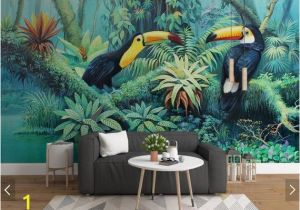 Leopard Print Wall Mural Tropical toucan Wallpaper Wall Mural Rainforest Leaves