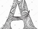 Letter A Coloring Pages for Adults Hand Drawn Capital Letter Black Coloring Stock Vector