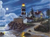 Lighthouse Cove Wall Mural Moonlit Lighthouse James Himsworth