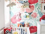 Little Girl Wall Murals Colourful Floral Wallpaper In A Baby S Nursery