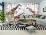 Living Room Wall Murals Uk Unique 3d View Giraffe Wallpaper Cute Animal Wall Mural Art