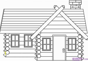 Log Cabin Coloring Page How to Draw A Log Cabin House Step by Step Buildings