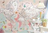 Map Wall Mural Kids Kids Map Wallpaper Pink Political Map Wall Mural Cartoon