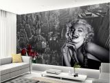 Marilyn Monroe Mural Wallpaper Modern Simple Black and White Building Marilyn Monroe