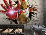Marvel Wall Murals Wallpaper 3d Stereo Custom Lo Otive Murals Iron Man Broken Wall