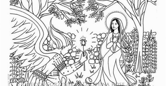 Mary and Angel Gabriel Coloring Page Annunciation Coloring Page Our Lady Mary Angel Gabriel Marian Christian Catholic Art