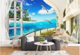 Mediterranean Murals for Walls Custom Wallpapers 3d Murals Wallpaper 3d European Mediterranean Beach Tree Sea View Living Room Wall Papers Home Decor Girls Wallpapers Good Hd