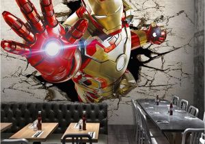 Metal Wall Art Decor 3d Mural 3d Stereo Custom Lo Otive Murals Iron Man Broken Wall