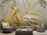 Metal Wall Art Decor 3d Mural Mural Wallpaper 3d Stereoscopic Embossed Golden Peacock