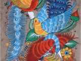 Mexican themed Wall Murals Mexican Painting Of Birds & Flowers Latin Folk Art Craft