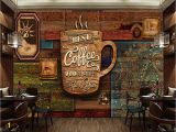 Milk and Coffee Wall Mural Custom Food Store Wallpaper Wood Pattern Coffee 3d Retro