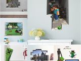 Minecraft Mural Wallpaper Dropwow Cartoon 3d Vivid Minecraft Wall Stickers for Kids Rooms Art
