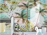 Minted Childrens Wall Murals Watercolor Handpainted Coconut Palm Nursery Children