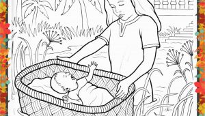 Miriam and Baby Moses Coloring Page Printable Coloring Page for Kids and Adults Bible