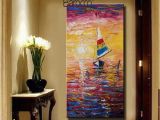Modern Abstract Wall Murals 2019 Hand Painted Sunset Landscape Oil Painting Canvas Modern Abstract Seascape Painting Wall Art Decoration Home Gift From Chinaart2013