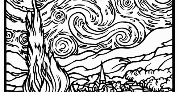 Mondrian Coloring Page Free Coloring Page Coloring Adult Van Gogh Starry Night Large